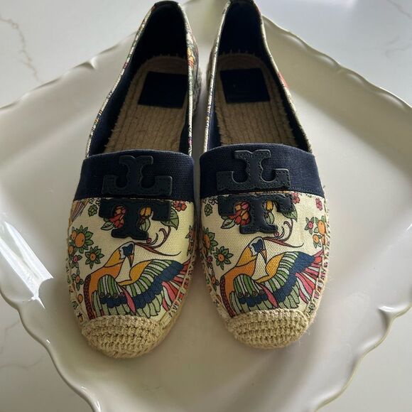 TORY BURCH WESTON FLAT ESPADRILLE Promised Land/Royal Navy Size 8 - Picture 6 of 10